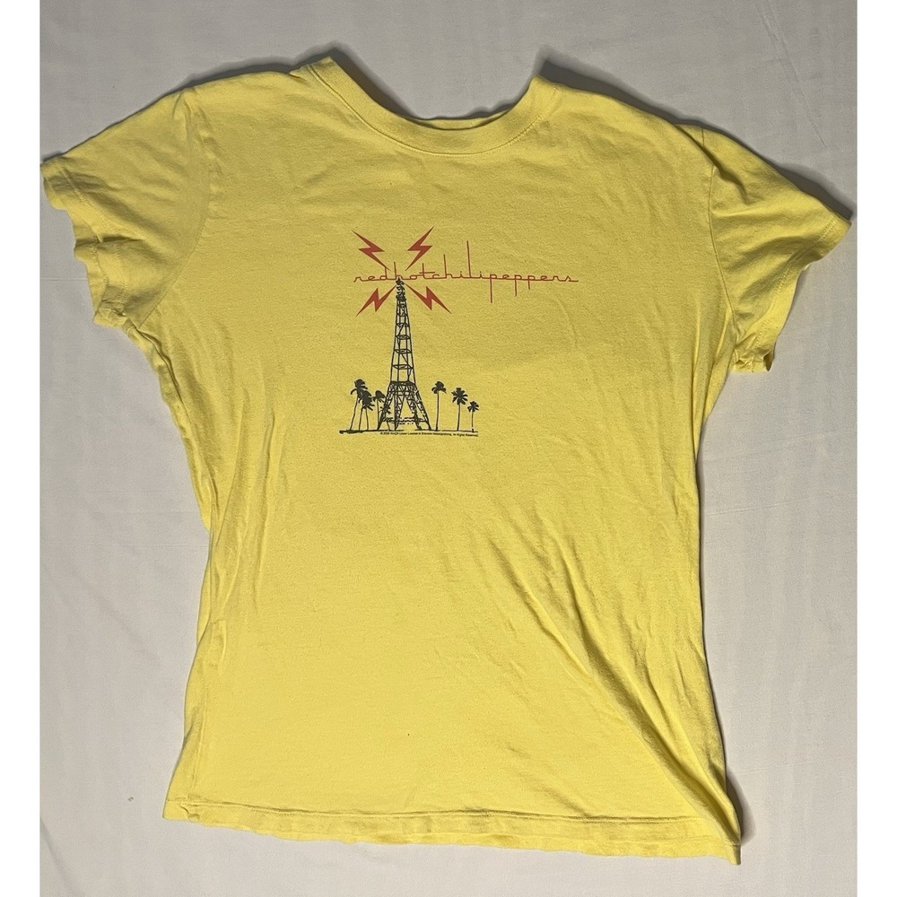 Vintage 2006 Red Hot Chili Peppers T Shirt Women's Size Small Yellow Radio Tower
